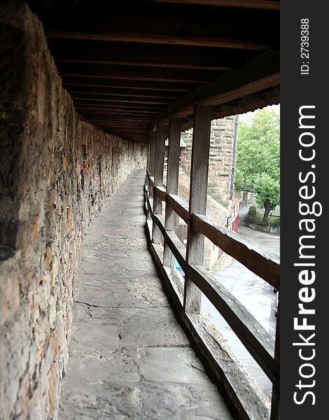 City wall of Rothenburg ob der Tauber, medieval old town in Germany