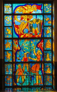 Stained-glass Window. Made In USSR Stock Photos