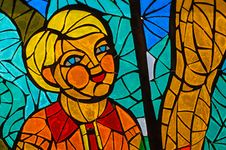 Stained-glass Window. Made In USSR Royalty Free Stock Photography