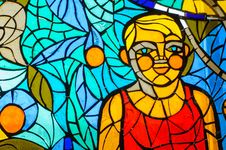 Stained-glass Window. Made In USSR Royalty Free Stock Image