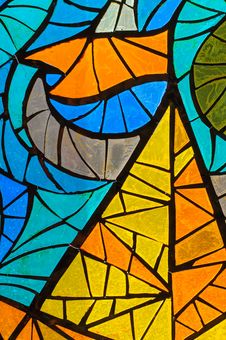 Stained-glass Window. Made In USSR Royalty Free Stock Photo