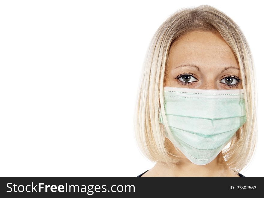 Portrait of a girl in a medical mask