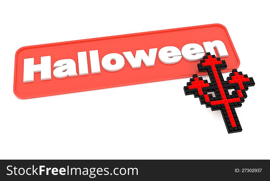 Halloween Button with Trident s Shaped Cursor.