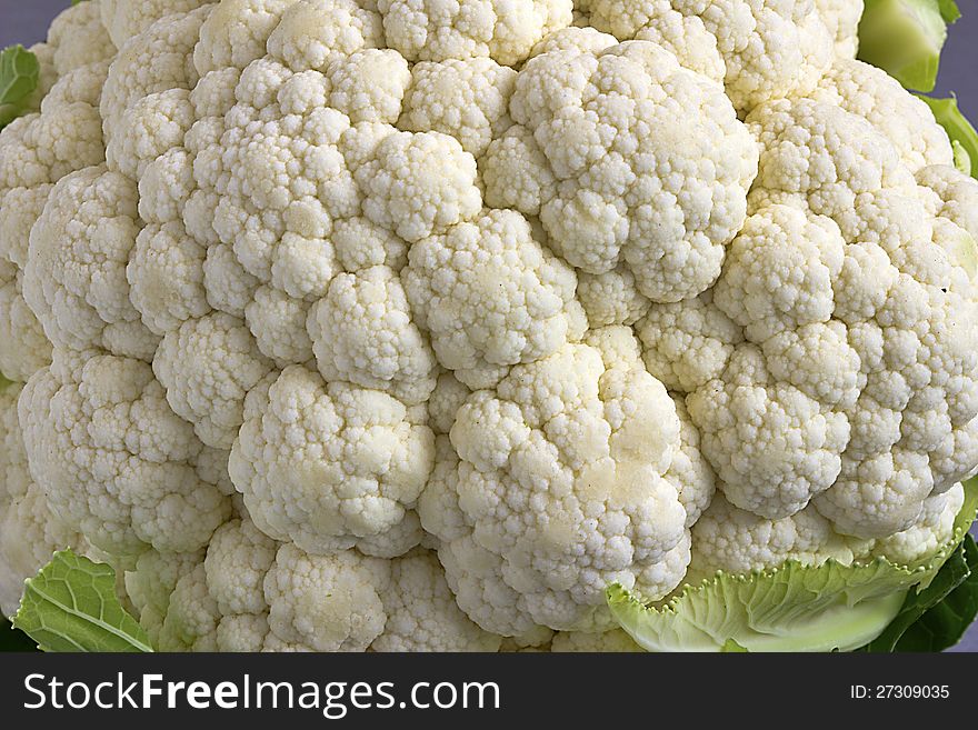 Fresh cauliflower head.Close up shot.