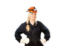 Builder Girl In A Helmet Royalty Free Stock Photos