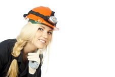 Blond Girl With Helmet Stock Photo