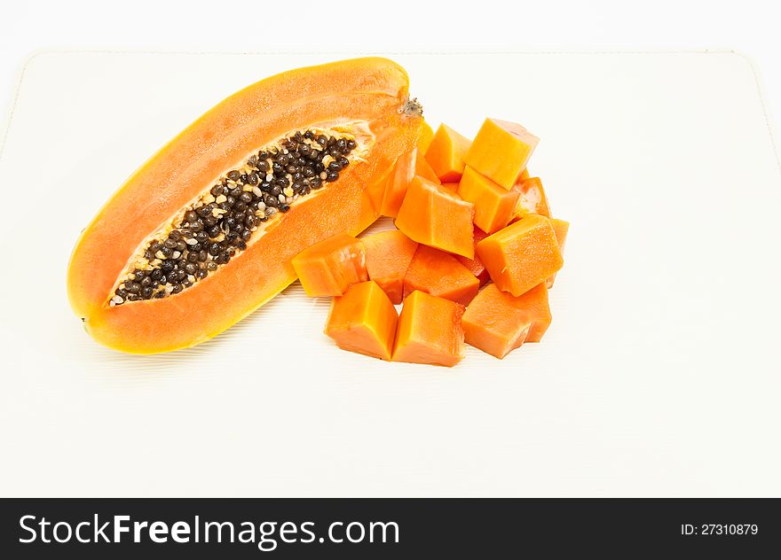 Papaya fruit  on white backgorund