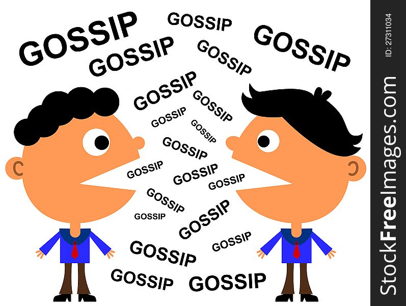 Illustration of two business man and gossip words are coming out of their mouths. Illustration of two business man and gossip words are coming out of their mouths