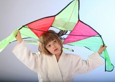 Girl With Kite Stock Images