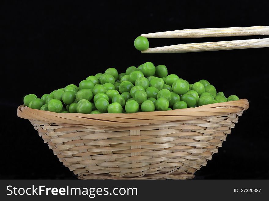 Fresh peas and Chinese sticks. Fresh peas and Chinese sticks