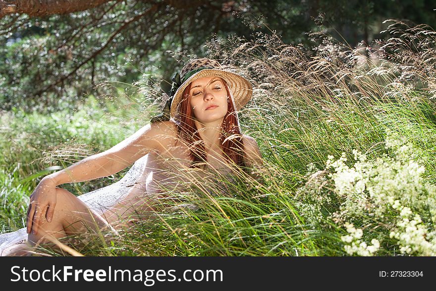 Young Woman  On Natural Background