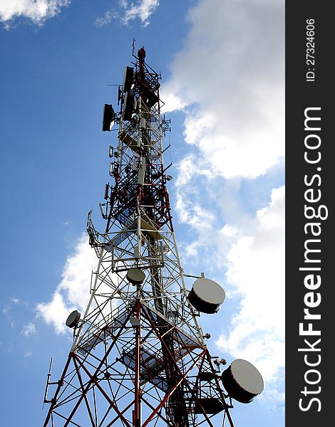 Big Telecommunication tower on blue sky. Big Telecommunication tower on blue sky