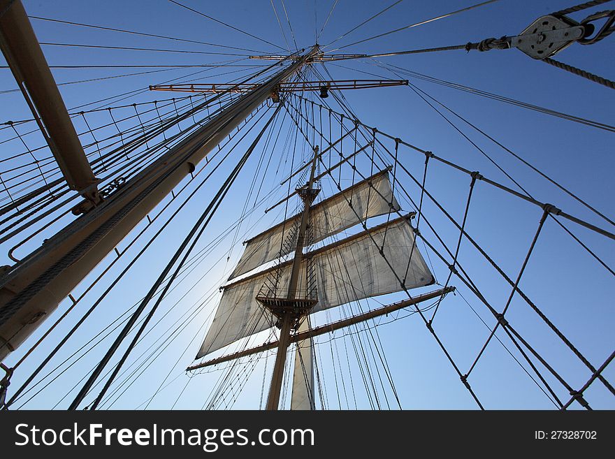 Masts and sails, rigging of sailing ship