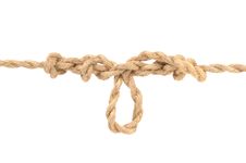 Jute Rope With Dropper Loop Knot On White Royalty Free Stock Photos