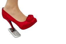 High Heel Kick Through Telephone Stock Photo High Heel Kick Through Telephone Stock Photo