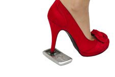 High Heel Kick Through Telephone Royalty Free Stock Image High Heel Kick Through Telephone Royalty Free Stock Image