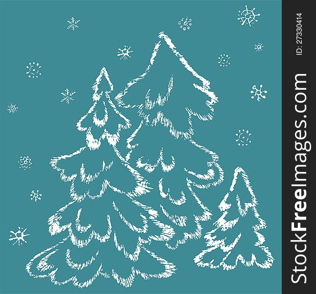 New Year's vector card with the image of the frozen fir-trees. New Year's vector card with the image of the frozen fir-trees.