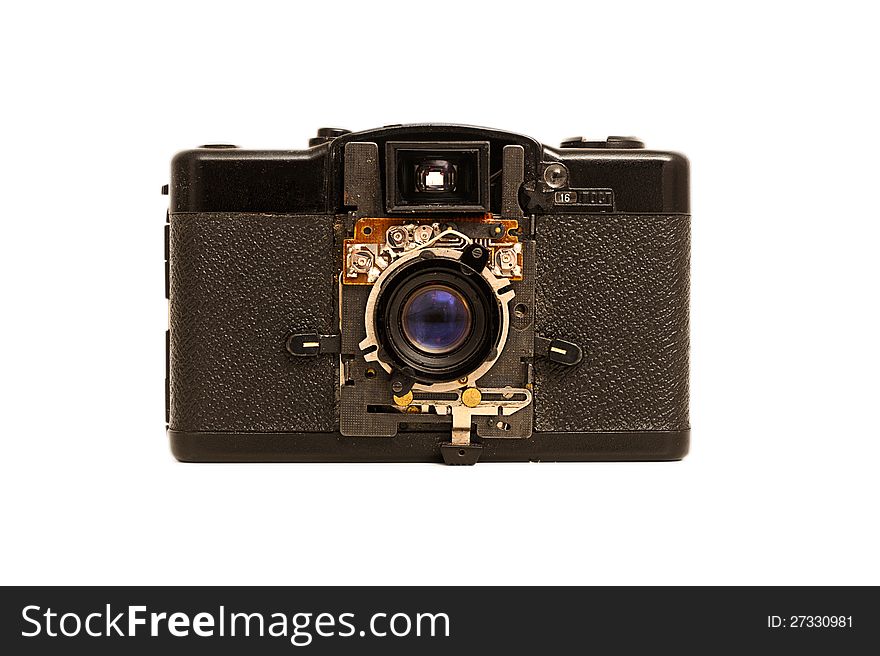 Old-fashioned broken film mini camera. Old-fashioned broken film mini camera