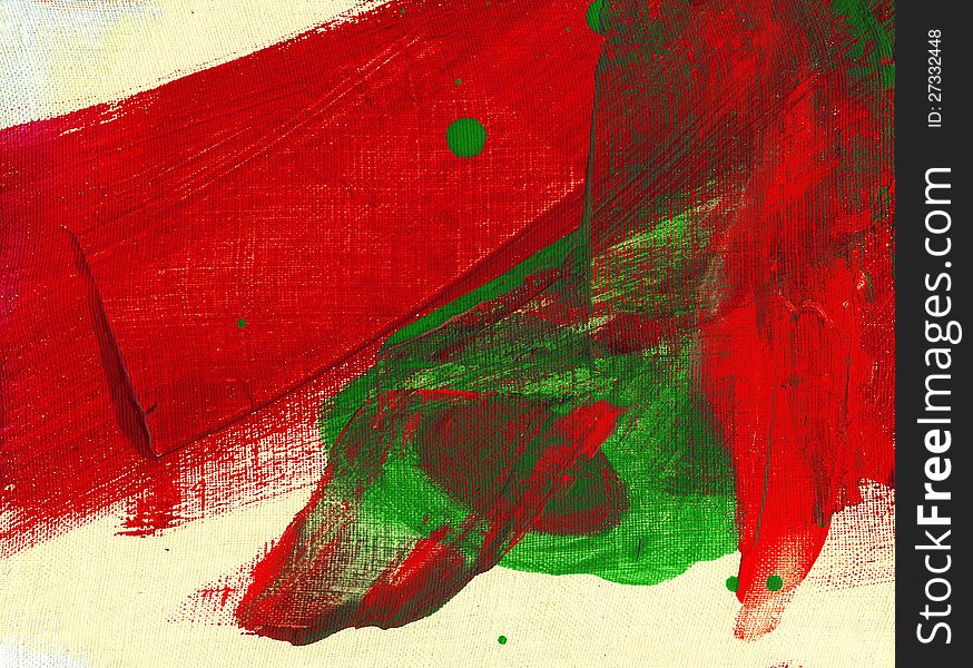 Red and green painting on canvas