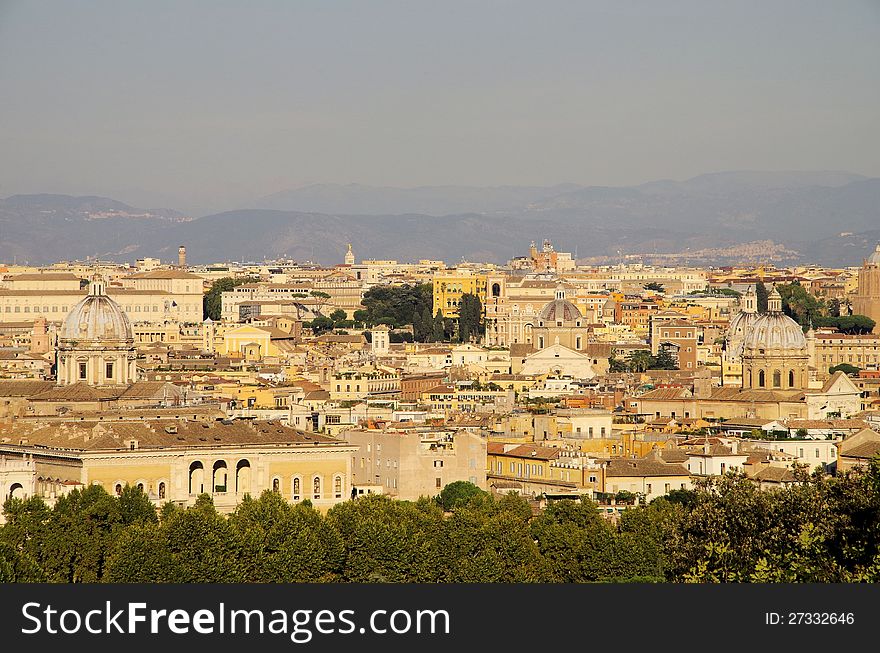 View over the city of Rome, Italy. View over the city of Rome, Italy