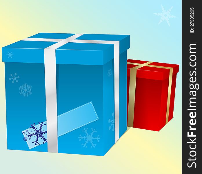 Two Vector gift boxes with greetign card