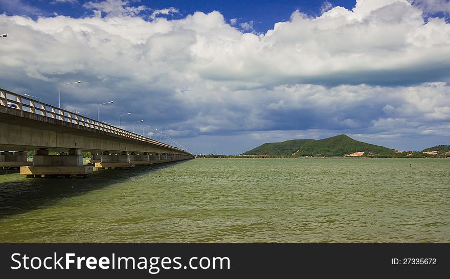 Long concrete bridge linking Koh yo island and mainland, Tinsulanonda Bridges Thailand. Long concrete bridge linking Koh yo island and mainland, Tinsulanonda Bridges Thailand