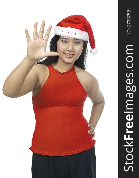 Fat asian chubby girl isolated over white background. Fat asian chubby girl isolated over white background