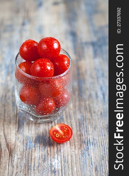 Cherry tomatoes in a glass
