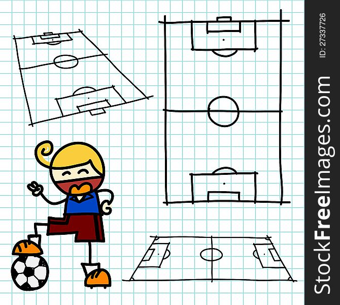 Hand Draw Soccer Field .