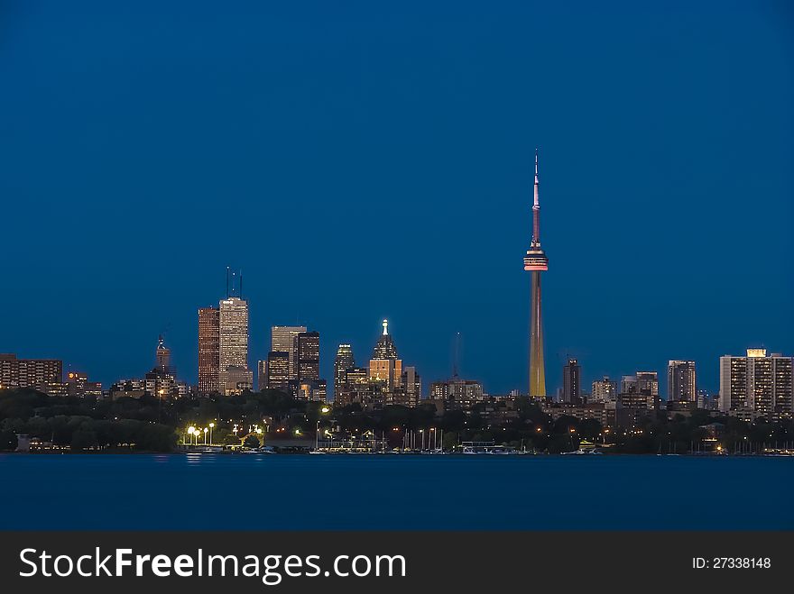 Toronto skyline stunning view during dusk