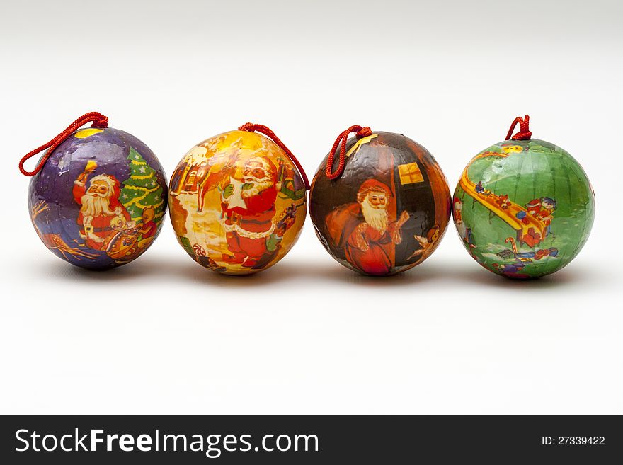 Set of four christmas ornaments.