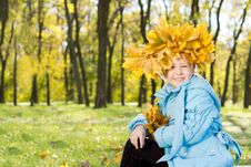 Little Girl Wearing A Crown Of Autumn Leaves Stock Images Little Girl Wearing A Crown Of Autumn Leaves Stock Images