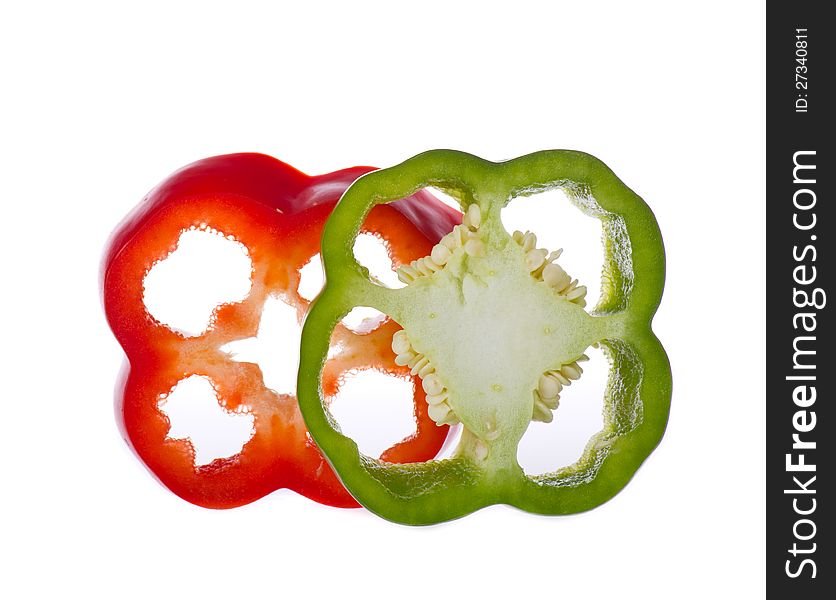 Colored paprika (pepper) isolated on a white background. Colored paprika (pepper) isolated on a white background