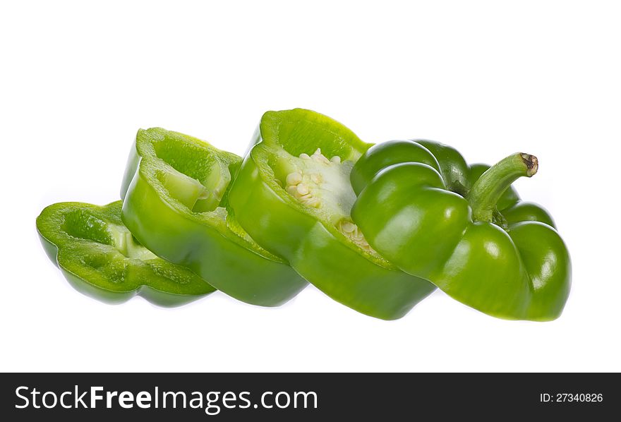 Colored paprika (pepper) isolated on a white background. Colored paprika (pepper) isolated on a white background