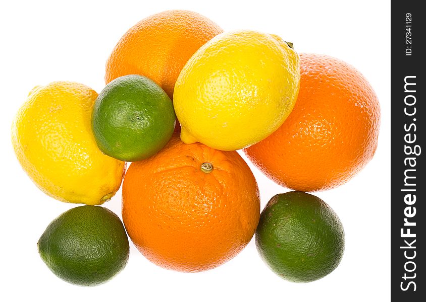 Citrus fruits isolated on white background