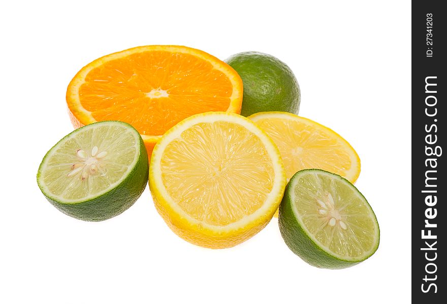 Citrus fruits isolated on white background