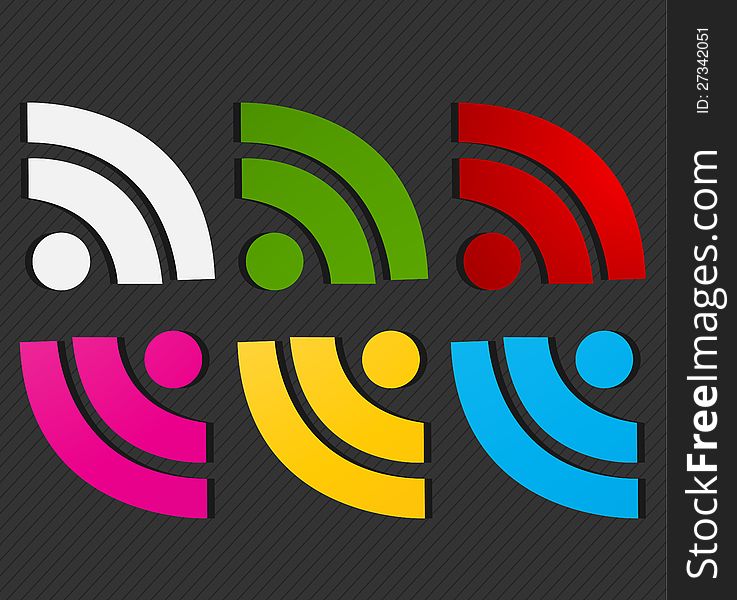 Colorful wifi signs set abstract background