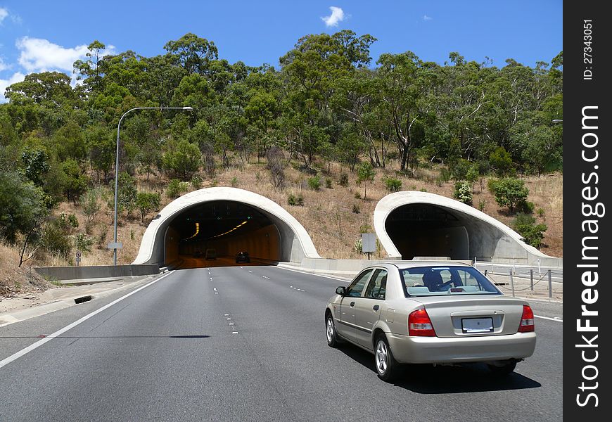 Road with tunnel. December 5, 2007 in Adelaide, Australia.