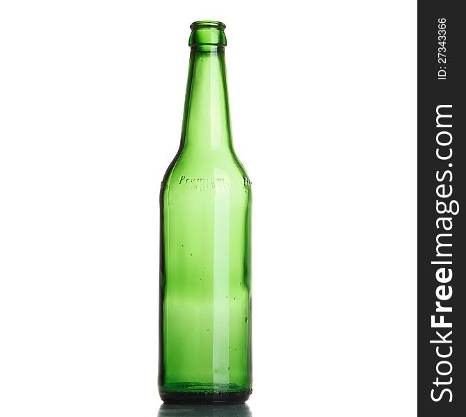 Green bottle isolated on the white background with shadow. Green bottle isolated on the white background with shadow