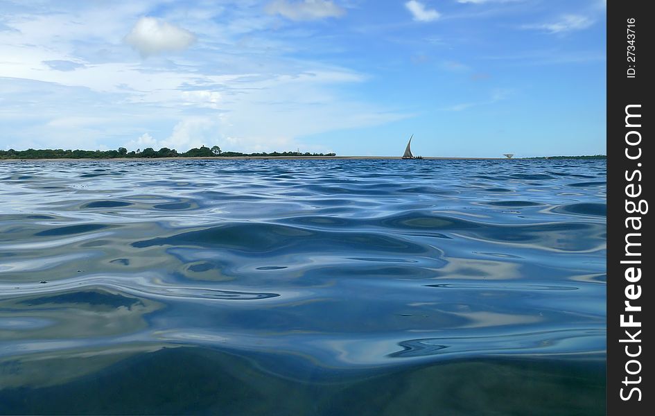 Africa. Tanzania. Landscape of the Indian ocean with very gentile waves. Africa. Tanzania. Landscape of the Indian ocean with very gentile waves.