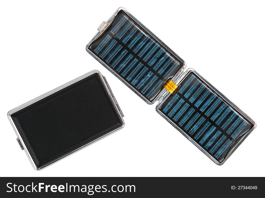 Pocket solar cell with integrated battery isolated white