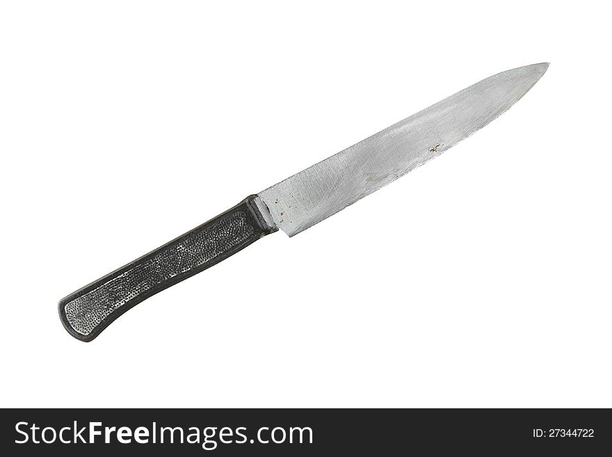 Dirty knife isolated on white background
