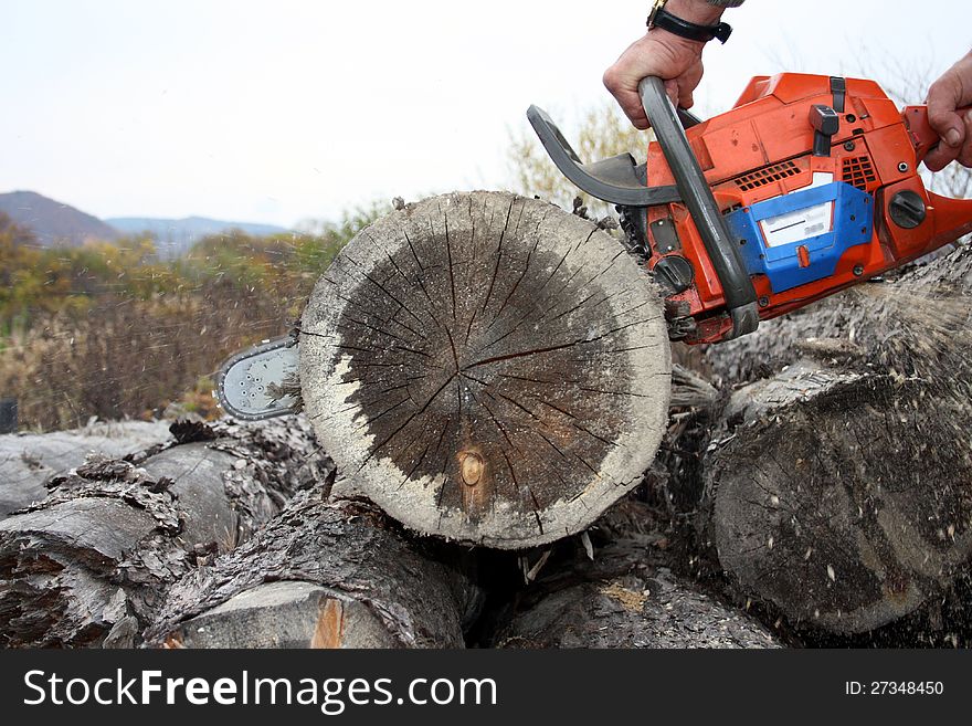 The tool a mechanical saw - the good help in a hard work. The tool a mechanical saw - the good help in a hard work