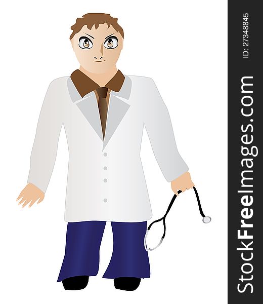 Illustration of abstract doctor icon on white background.