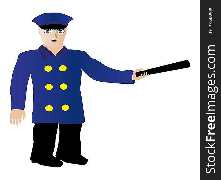 Illustration of cartoon policeman on white background. Illustration of cartoon policeman on white background.