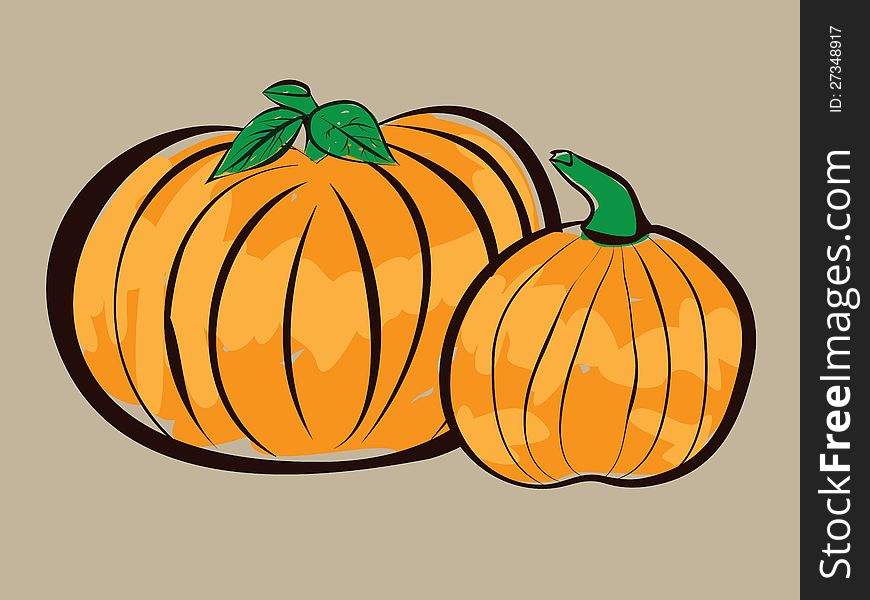 Illustration of two colorful pumpkins in abstract cartoon style. Illustration of two colorful pumpkins in abstract cartoon style.