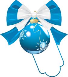 Blue Bow With Christmas Ball Stock Photos Blue Bow With Christmas Ball Stock Photos