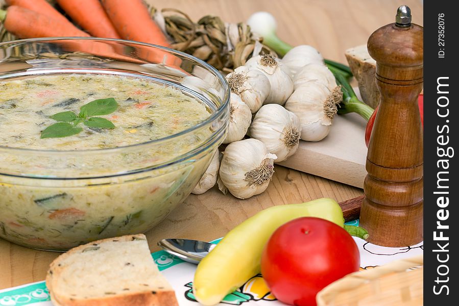 Vegetable soup - vegetarian broth - minestrone