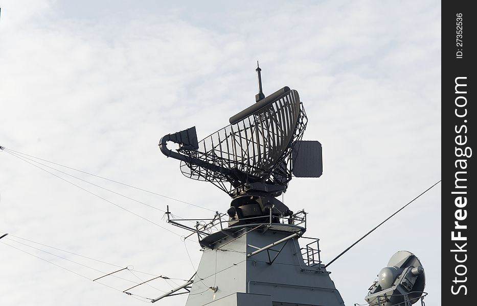 Modern, military ship radar station. Modern, military ship radar station.