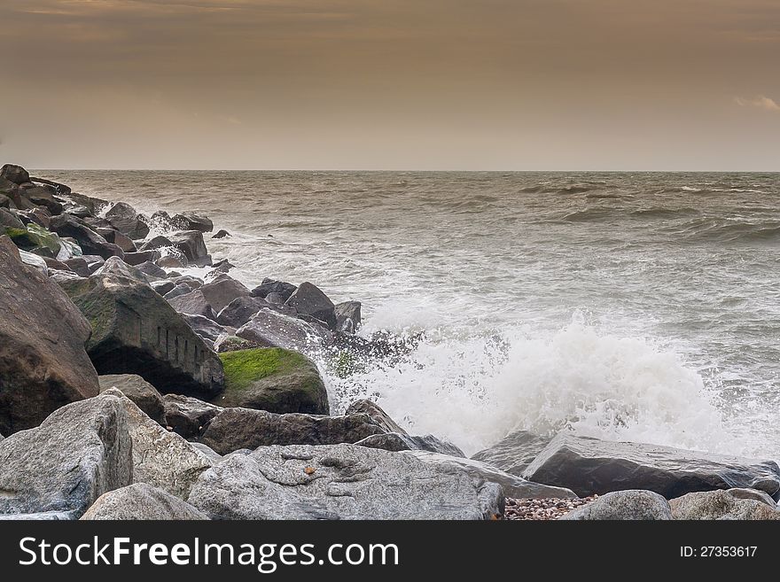 England Dorset Bridport natural breakwater scene moody. England Dorset Bridport natural breakwater scene moody